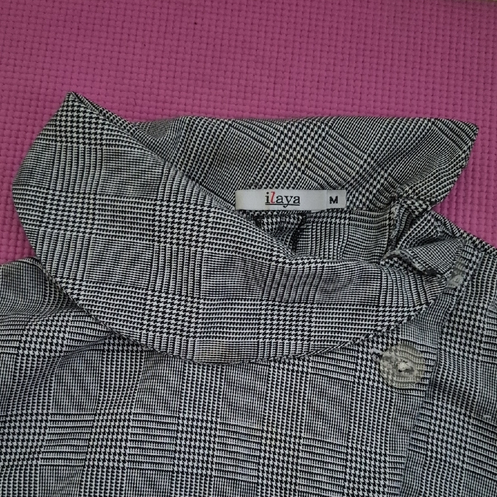 Gray Plaid Cropped Jacket